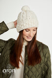 Honeycomb Cable Pom Hat - Cream