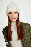 Honeycomb Cable Pom Hat - Cream