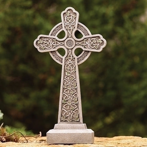 Celtic Garden Cross with Shamrocks - 20.5"