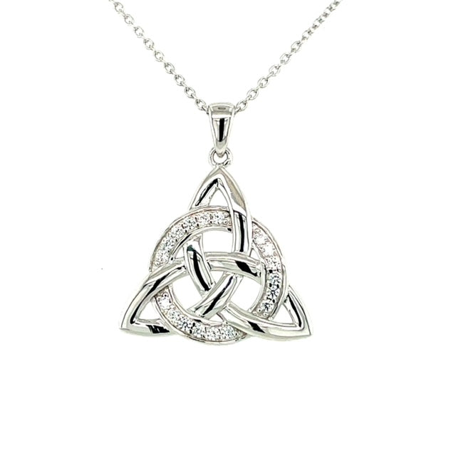 Trinity Knot w/CZ Circle Pendant