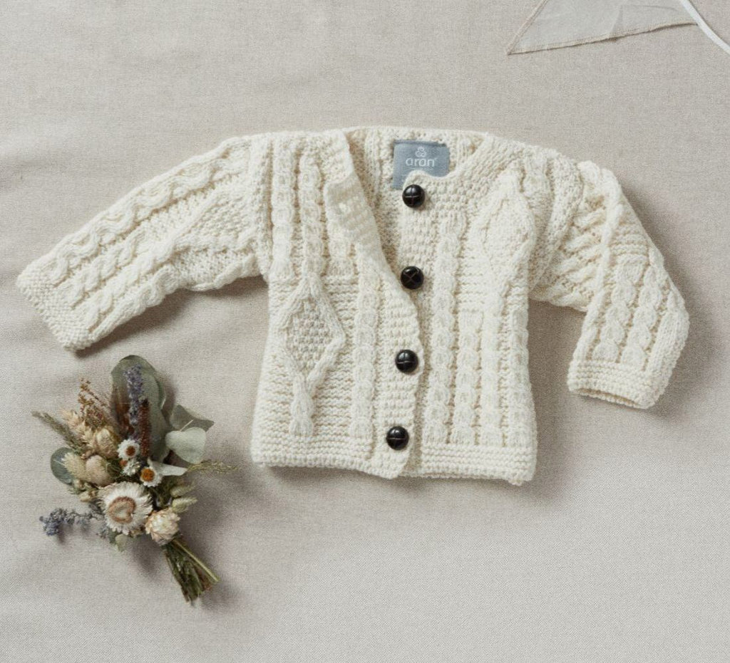 Baby Cardigan with Aran Buttons