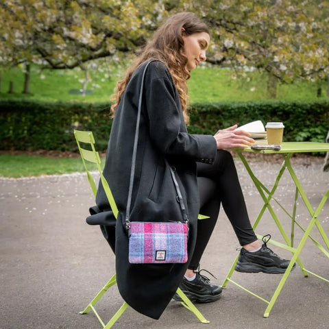 Harris Tweed Zip Purse - Pastel Pink