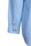 Collarless Linen Grandfather Shirt – Melange Sky Blue