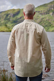 Irish Collarless Linen Grandfather Shirt  LN7 - Natural Beige