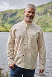 Irish Collarless Linen Grandfather Shirt  LN7 - Natural Beige