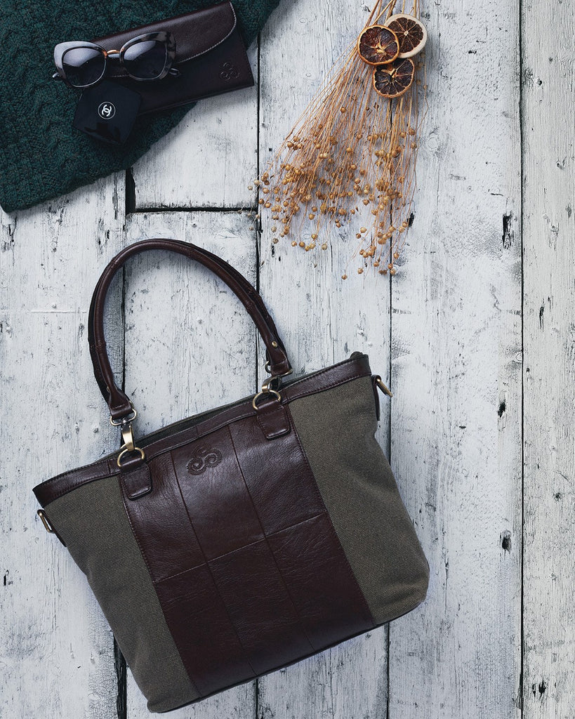 Canvas and Leather Traditional Shopper Bag