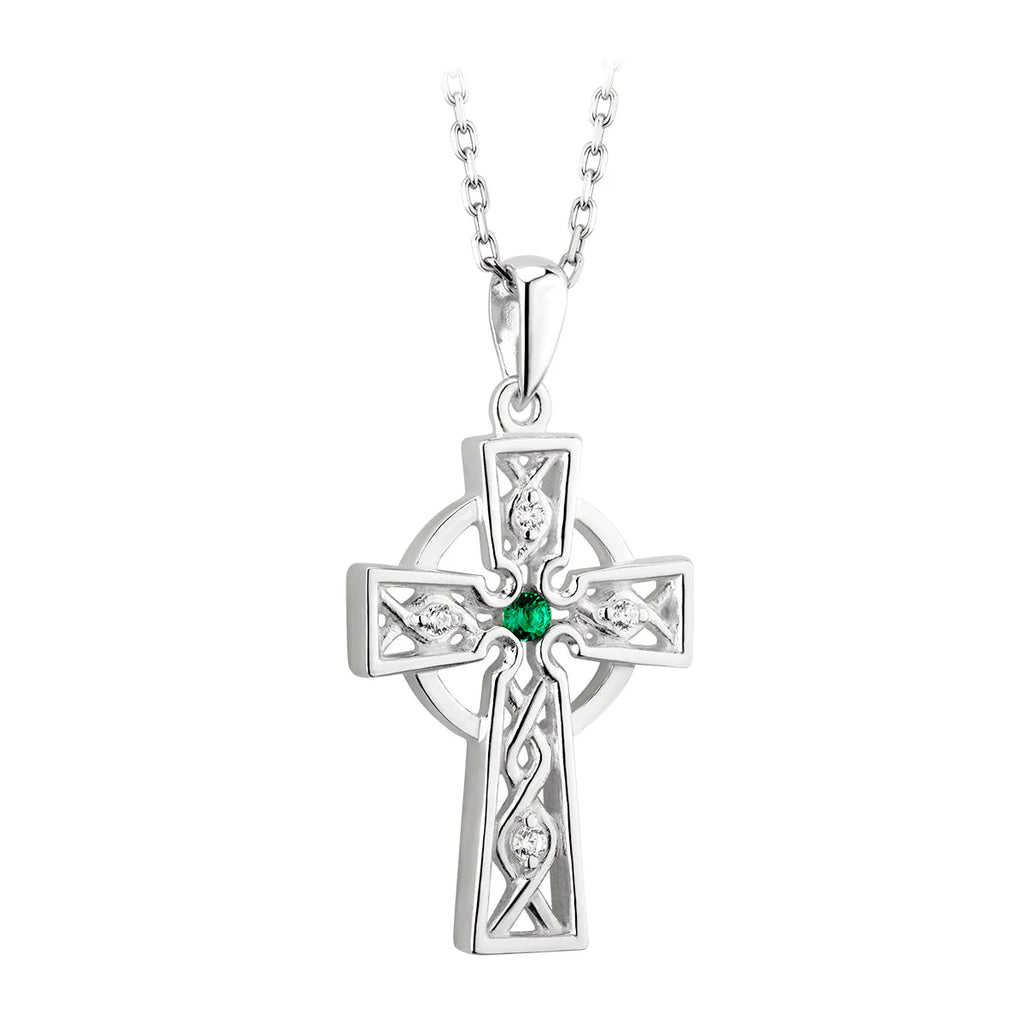 Silver CZ Celtic Knot Cross Pendant