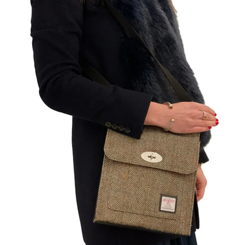 Harris Tweed Satchel Bag - Country Green