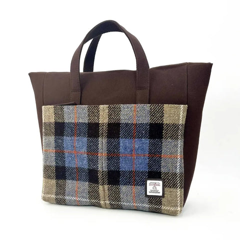 Harris Tweed Travel Bag - Blue Brown/Check