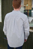 Vintage Cotton Grandfather Shirt - Navy/White Stripe