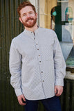 Vintage Cotton Grandfather Shirt - Navy/White Stripe