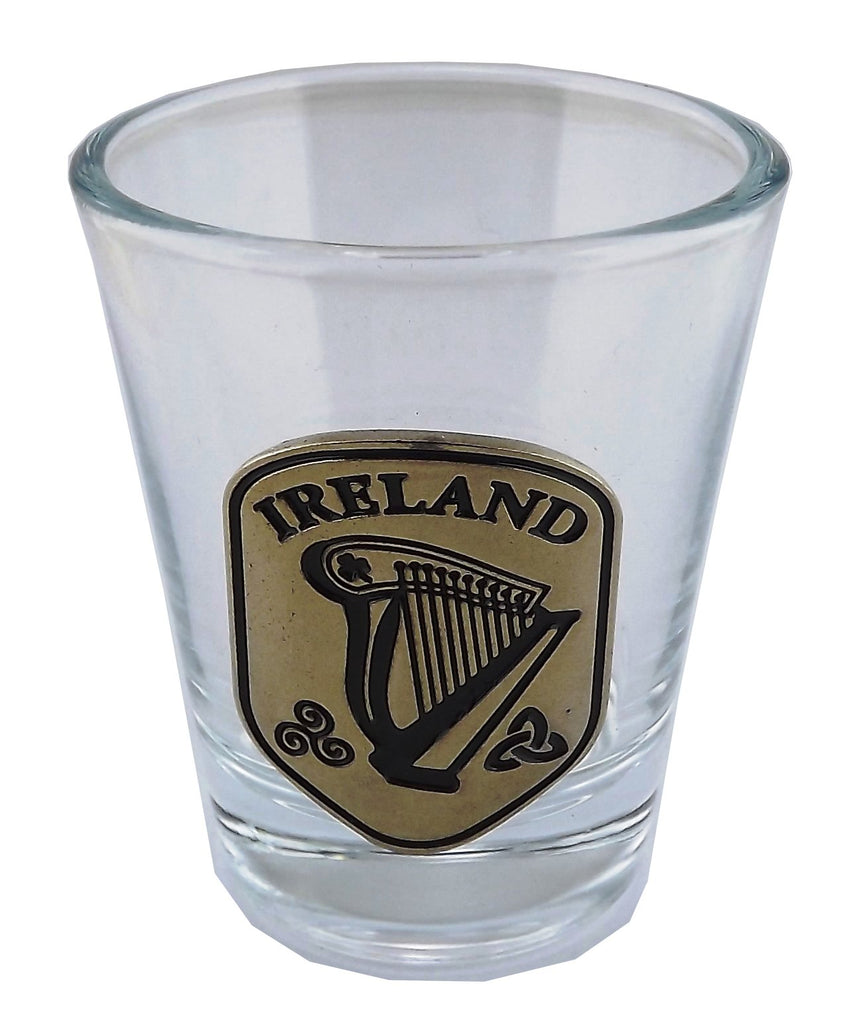Shot Glass with Pewter Harp