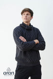 Aran Sweatshirt Collared Pullover-Grey