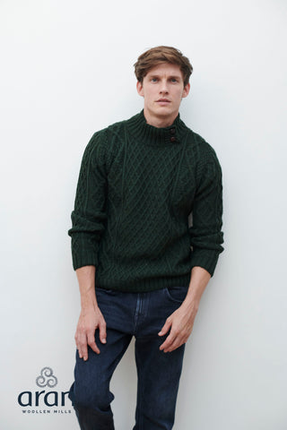 Aran Button Collared Pullover