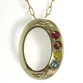 4 Stone Oval Trinity Knot Mother's Pendant
