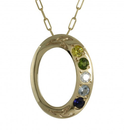 5 Stone Oval Trinity Knot Family Pendant