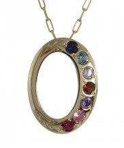 7 Stone Oval Trinity Knot Family Pendant