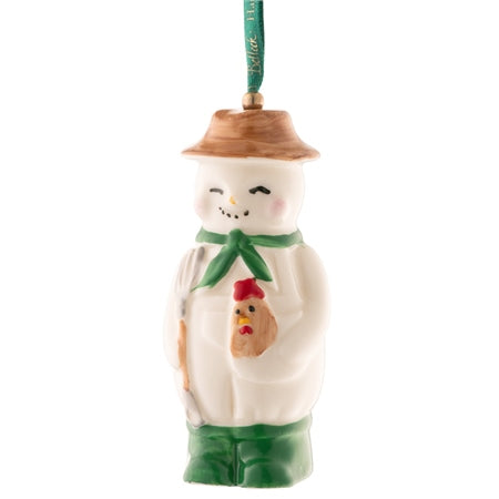 Belleek Classic Farmer Snowman Ornament