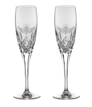 Claddagh Crystal Champagne Flutes