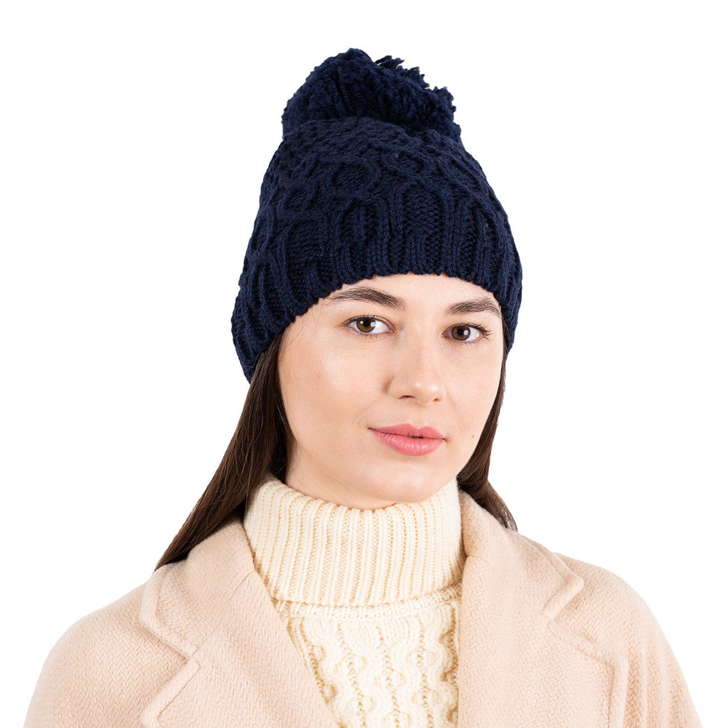 Aran Wool Bobble Hat (3 Colors Available)