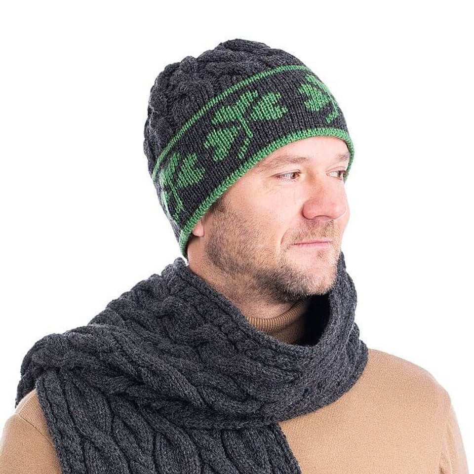 Shamrock Knit Hat - Grey