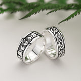 Oxidised Claddagh & Celtic Knot Band