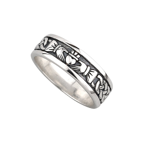 Oxidised Claddagh & Celtic Knot Band