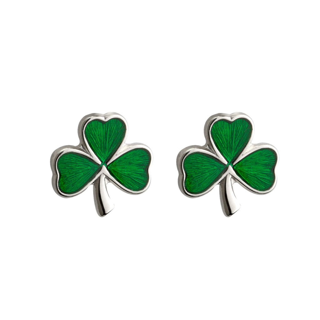 Small Enamel Shamrock Earrings