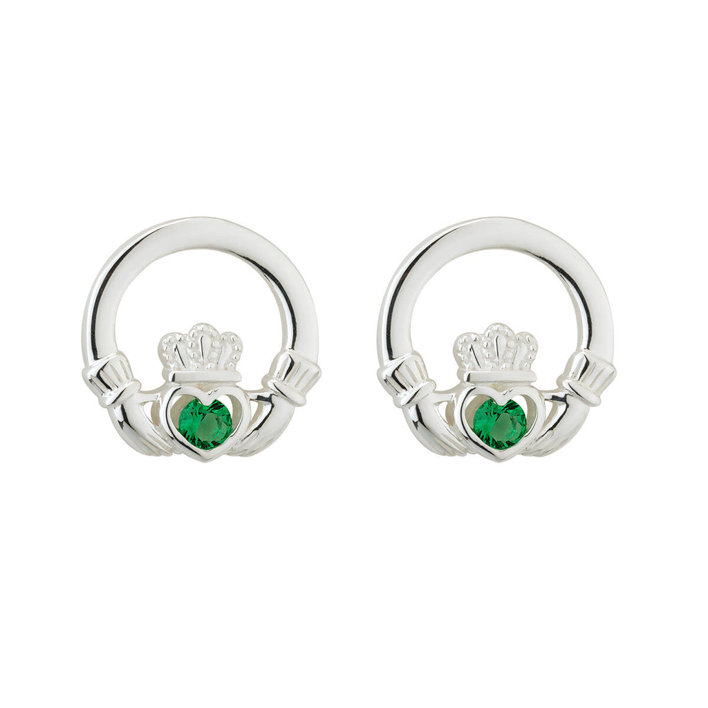 Green Crystal Claddagh Earrings