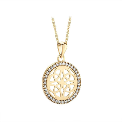 10K Gold CZ Celtic Knot Pendant