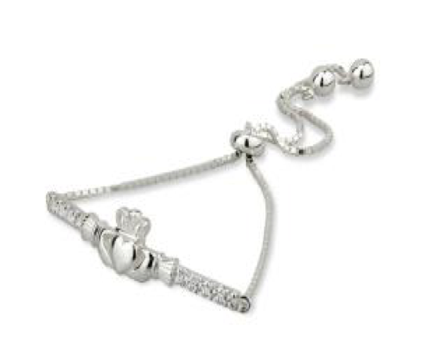 Claddagh & CZ Draw String Bangle