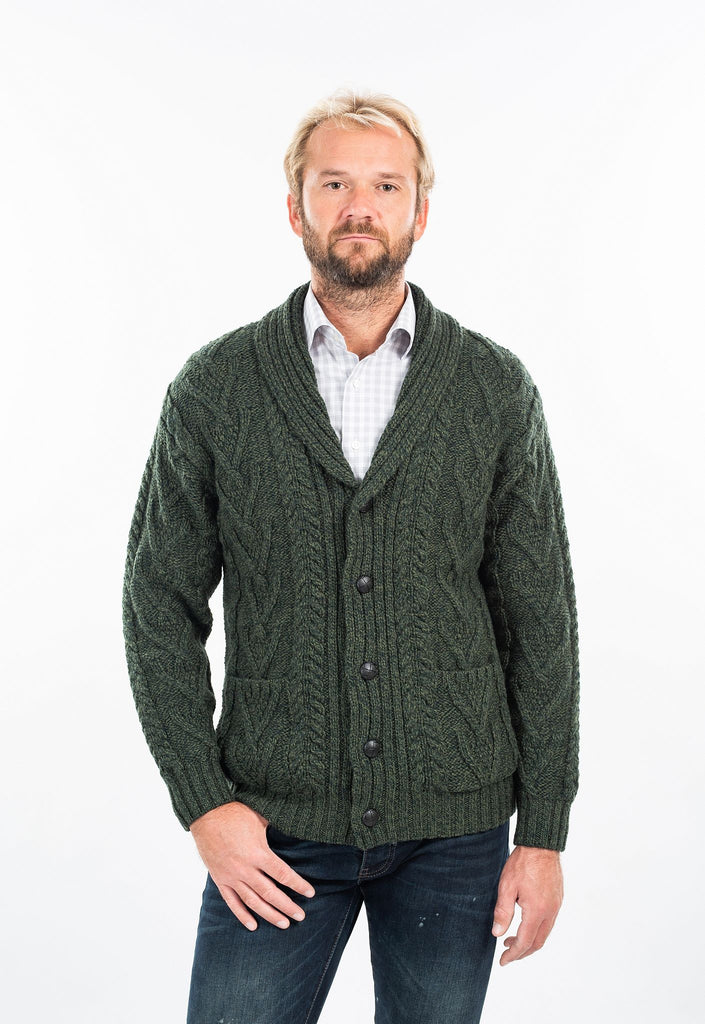 Traditional Shawl Collar Aran Cardigan