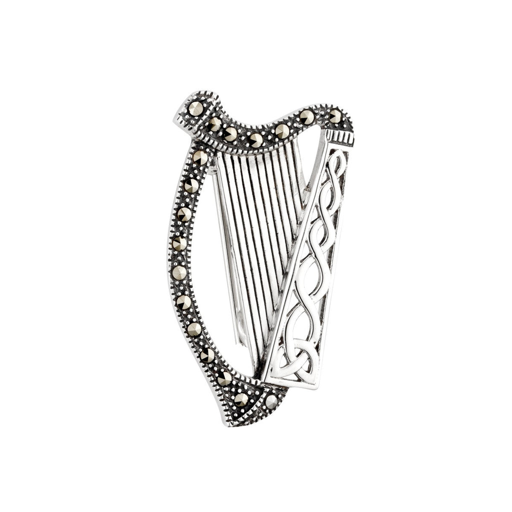 Marcasite Harp Brooch