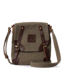 Canvas and Leather Bag w/Double Buckle Front