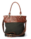 Herringbone and Leather Shopper Bag