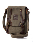 Canvas and Leather Bag w/Double Buckle Front