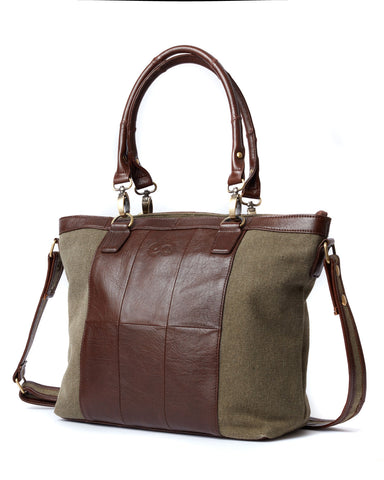 Canvas and Leather Traditional Shopper Bag