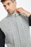 Lined Shetland Gilet with Full Zip and Fleece Collar - Light Grey