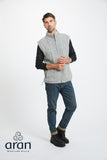 Lined Shetland Gilet with Full Zip and Fleece Collar - Light Grey
