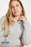 Buttoned Cable Knit Cardigan - Feather Grey