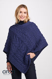 V-Neck Poncho - Ink Blue