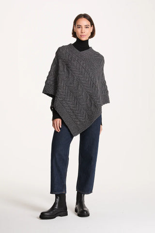 V-Neck Poncho - Charcoal