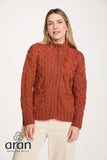 Multi Pattern Zipper Cardigan - Copper