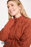 Multi Pattern Zipper Cardigan - Copper