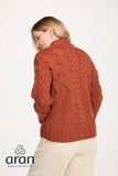 Multi Pattern Zipper Cardigan - Copper