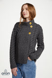 Trellis Cable Side Button Cardigan - Grey