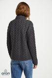 Trellis Cable Side Button Cardigan - Grey