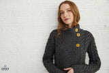 Trellis Cable Side Button Cardigan - Grey
