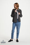 Trellis Cable Side Button Cardigan - Grey
