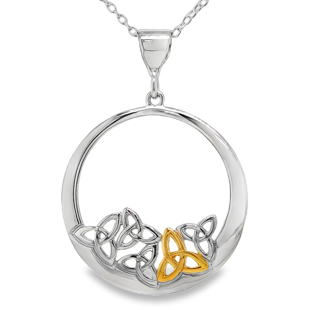 Golden Trinity Sterling Silver Circle Necklace